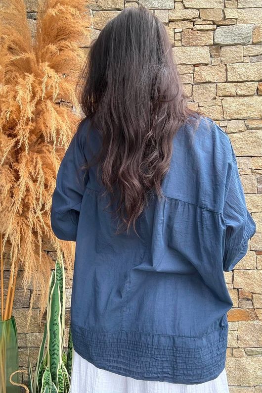 Prairie Pintuck Cotton Smock Navy